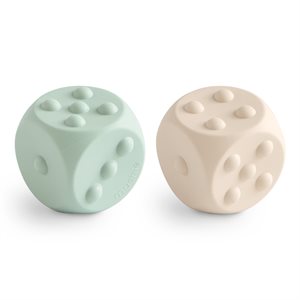 Mushie Dice Press Toy 2-pack - Cambridge Blue/Shifting Sands